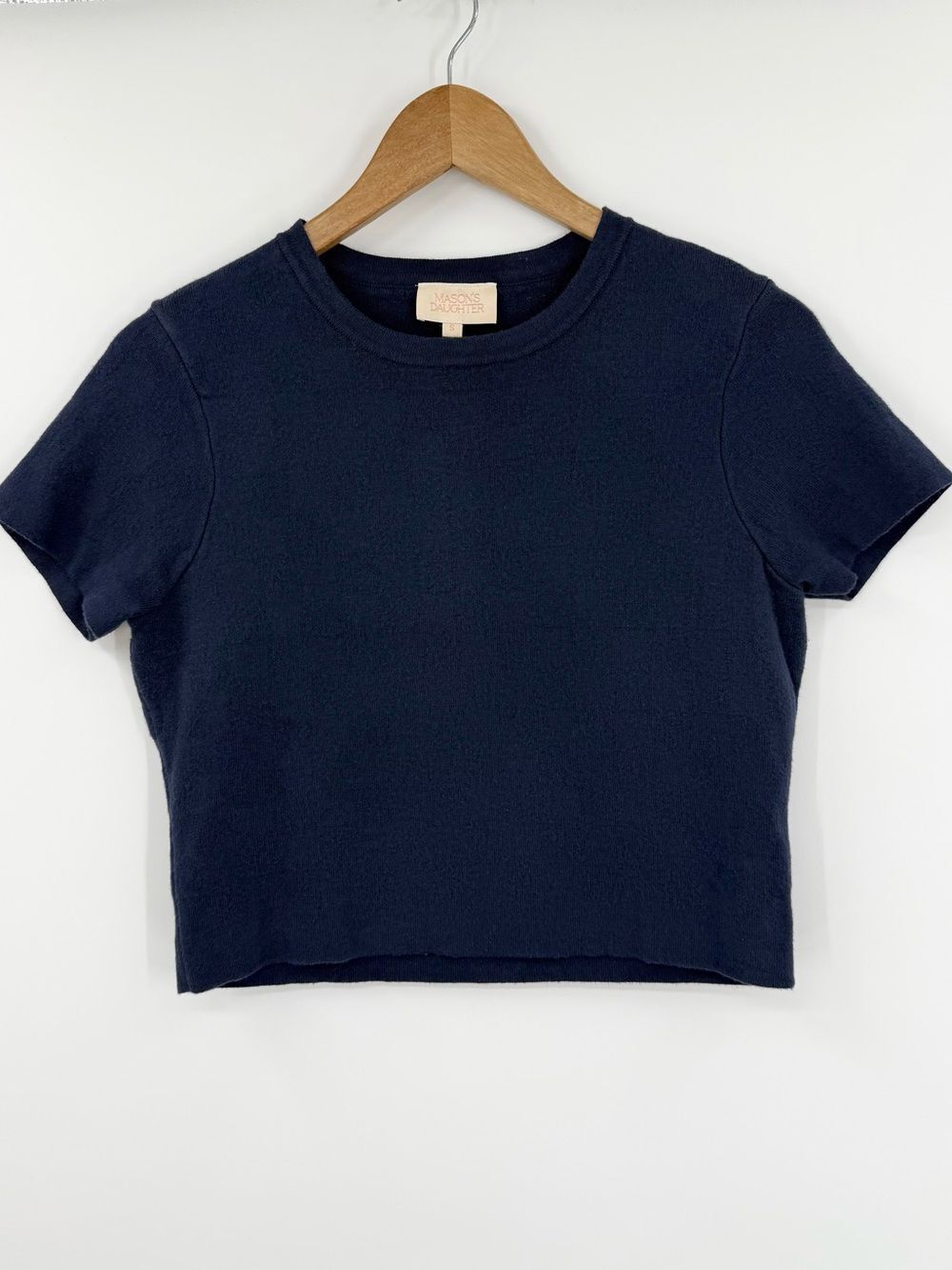 Mason's Daughter Stella Knit Short Sleeve Cropped Top | Navy | Small